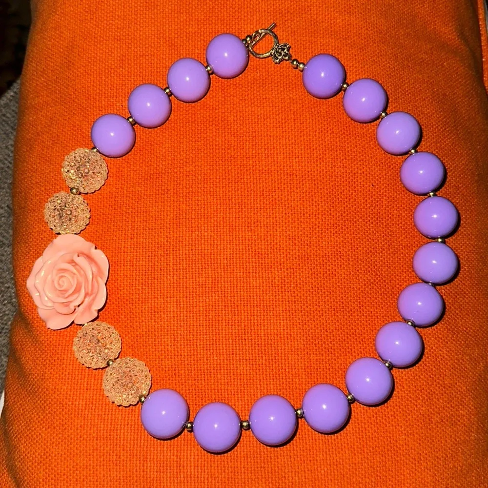Bubblegum Bead Purple and Pink Necklace